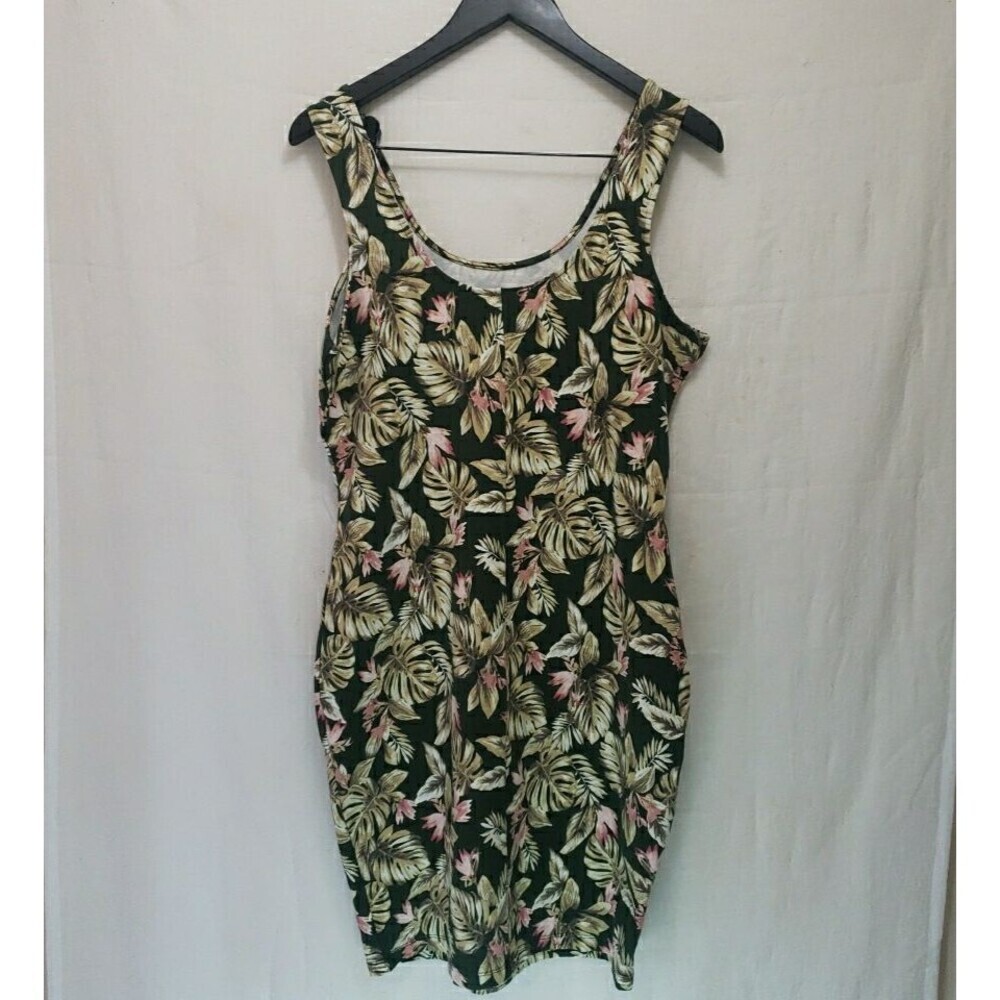 NWT Forever 21 Forrest Green Floral Leaves Short Length Dress Junior Size 1X - Picture 4 of 9